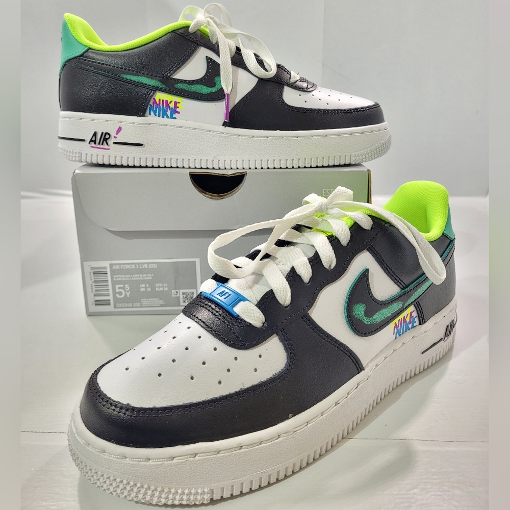 NIKE AIR FORCE 1 '07 LV8 LOW (GS) GRAFFITI SHOES YOUTH 5.5/W7 DX3349-100…